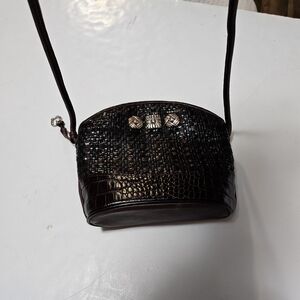 Brighton Brown Woven Leather Crossbody Bag